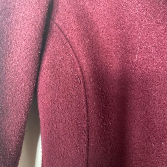 Burgundy mid length stretch fleece moto jacket - Picture 4 of 6